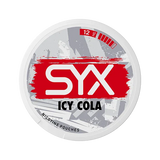 SYX Icy Cola Strong Cola & Mint slim all-white nicotine pouch can