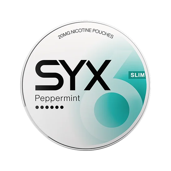 SYX Peppermint Extra Strong Peppermint slim all-white nicotine pouch can