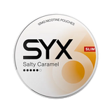 SYX Salty Caramel Strong Salty Caramel slim all-white nicotine pouch can