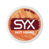SYX Salty Caramel Strong Salty Caramel slim all-white nicotine pouch can