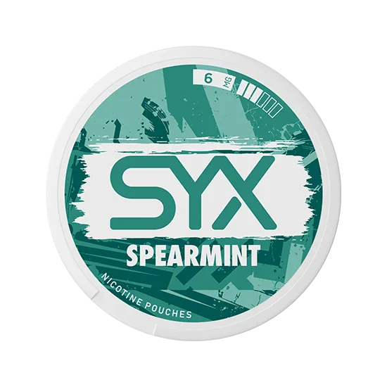 SYX Spearmint Medium Spearmint slim all-white nicotine pouch can