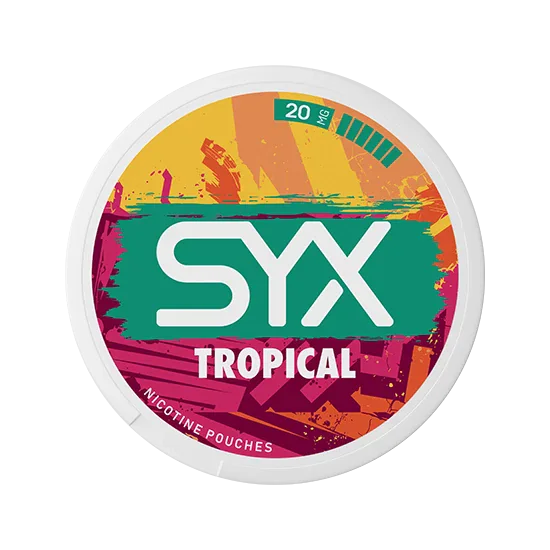SYX Tropical Extra Strong Tropical slim all-white nicotine pouch can