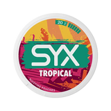 SYX Tropical Extra Strong Tropical slim all-white nicotine pouch can