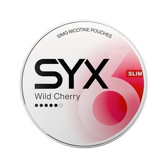 SYX Wild Cherry Strong Cherry slim all-white nicotine pouch can