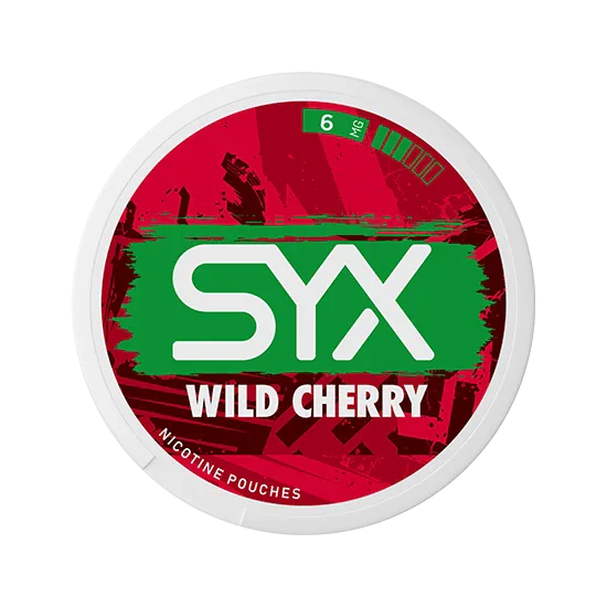 SYX Wild Cherry Medium Cherry slim all-white nicotine pouch can