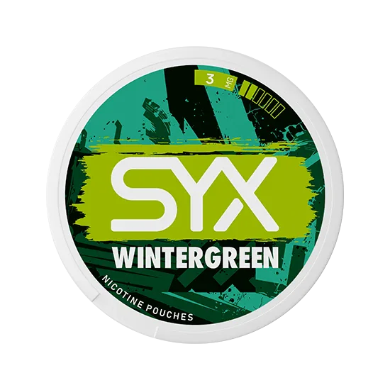 SYX Wintergreen Low Mint slim all-white nicotine pouch can