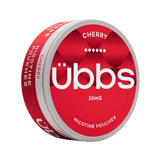 UBBS Cherry Intense all-white nicotine pouch can by RV Karma Limited