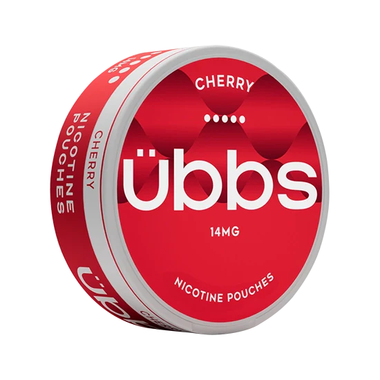 UBBS Cherry Max all-white nicotine pouch can by RV Karma Limited