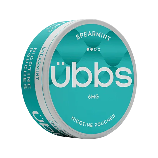 UBBS Spearmint Regular all-white nicotine pouch can by RV Karma Limited