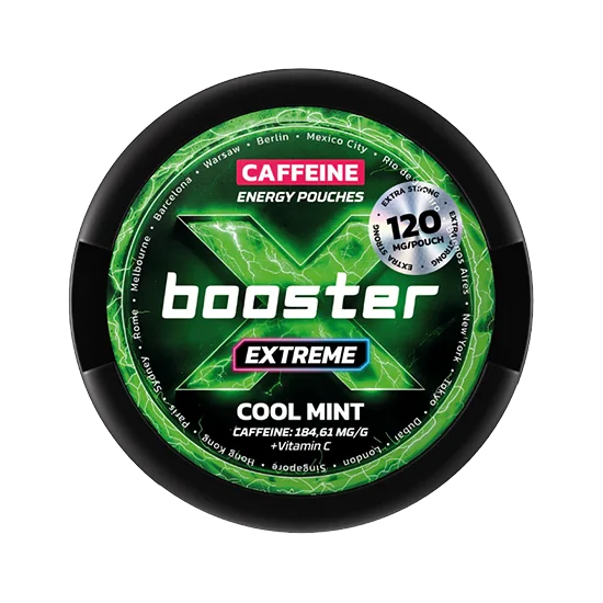 X-BOOSTER Cool Mint pouch with cool mint flavour in slim caffeine format