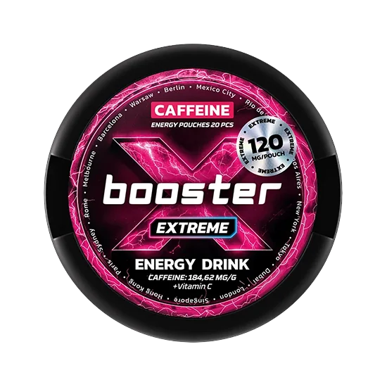 X-BOOSTER Energy Drink pouch with energy drink flavour in slim caffeine format
