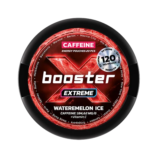 X-BOOSTER Watermelon Ice pouch with watermelon ice flavour in slim caffeine format