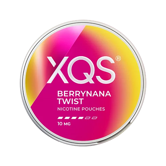 XQS Berrynana Twist - 10mg slim nicotine pouch can with strawberry, banana flavour