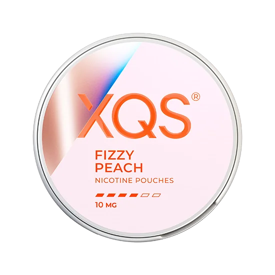 XQS Fizzy Peach - 10mg slim nicotine pouch can with fizzy, peach flavour