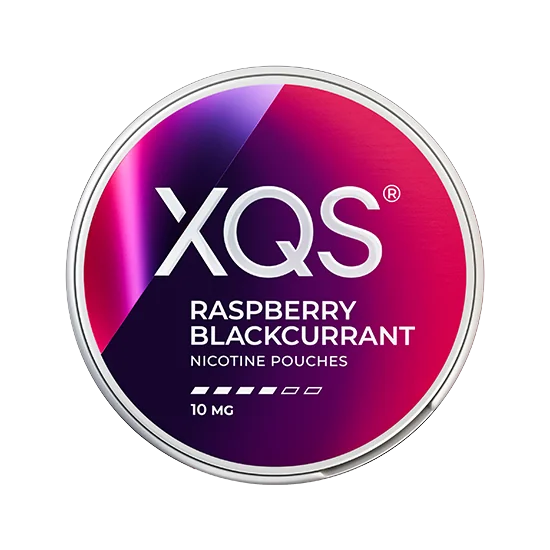 XQS Raspberry Blackcurrant - 10mg slim nicotine pouch can with raspberry, blackcurrant flavour