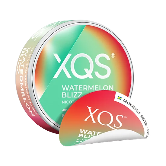 XQS Watermelon Blizz - 8mg slim nicotine pouch can with watermelon flavour