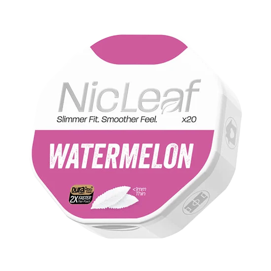 NICLEAF Watermelon Medium all-white nicotine pouch can by Pillbox 38 (UK) Ltd